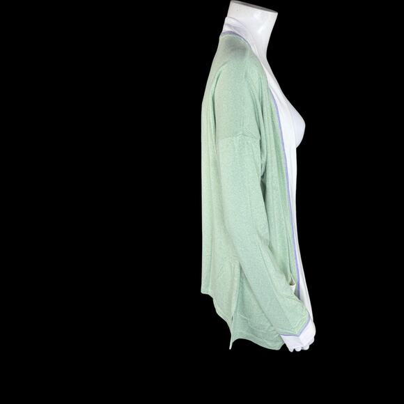 Cuddl Duds Women's Open Front Cardigan Sweater Green Medium Long Sleeve Pockets - Picture 6 of 14